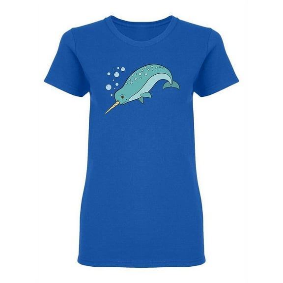 Narwhal Cartoon Animal Shaped T-Shirt Women -Image by Shutterstock, Female XX-Large