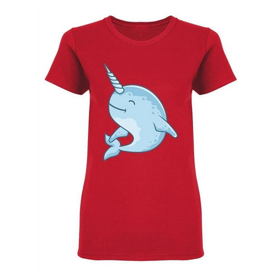 Narwhal Cartoon Design Shaped T-Shirt Women -Image by Shutterstock, Female Large