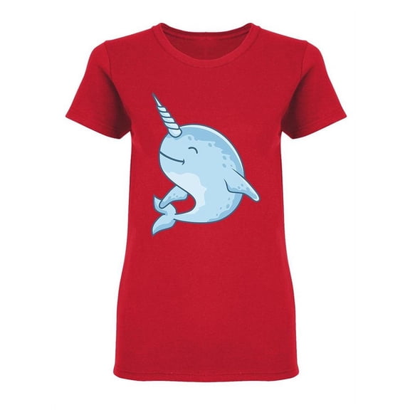 Narwhal Cartoon Design Shaped T-Shirt Women -Image by Shutterstock, Female Large