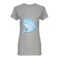 thumbnail image 1 of Narwhal Cartoon Design Shaped T-Shirt Women -Image by Shutterstock, Female Small, 1 of 2