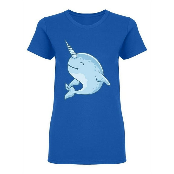 Narwhal Cartoon Design Shaped T-Shirt Women -Image by Shutterstock, Female XX-Large