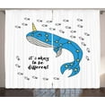 thumbnail image 1 of Ambesonne Narwhal Curtains 2 Panel Set, Blue Cartoon Whale, 108" x 96", Azure Blue Grey Yellow, 1 of 3