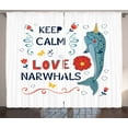 thumbnail image 1 of Ambesonne Narwhal Curtains 2 Panel Set, Pop Culture Phrase, 108" x 108", Multicolor, 1 of 3