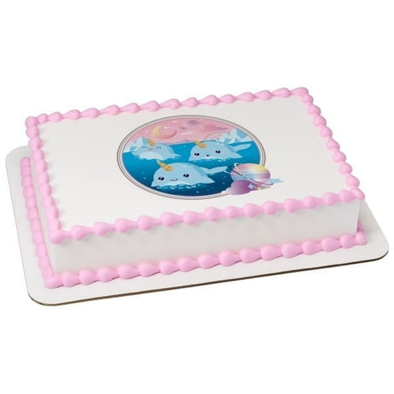 Narwhal Fantasy Cake Topper, by MAK Creations Cake Supply, 1/4 Sheet