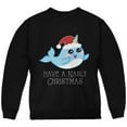 thumbnail image 1 of Narwhal Have a Narly Gnarly Christmas Youth Sweatshirt Black YXL, 1 of 1