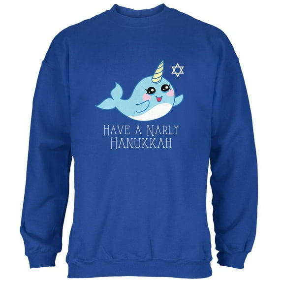 Narwhal Have a Narly Gnarly Hanukkah Mens Sweatshirt Royal SM