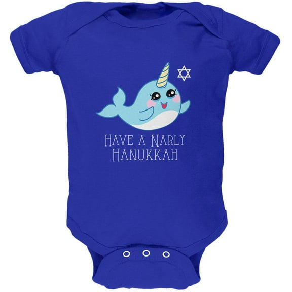 Narwhal Have a Narly Gnarly Hanukkah Soft Baby One Piece Royal 3-6 M