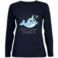 thumbnail image 1 of Narwhal Have a Narly Gnarly Hanukkah Womens Long Sleeve T Shirt Navy 2XL, 1 of 1