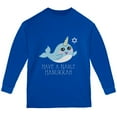 thumbnail image 1 of Narwhal Have a Narly Gnarly Hanukkah Youth Long Sleeve T Shirt Royal YMD, 1 of 1