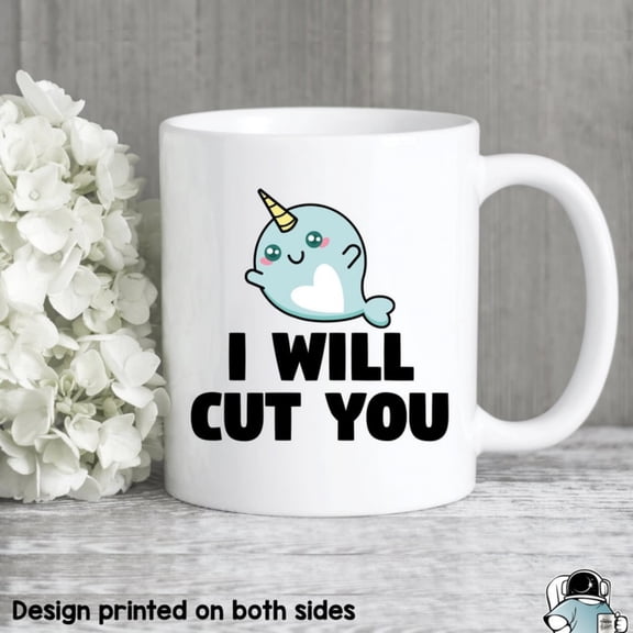 Narwhal I Will Cut You Coffee Mug, Narwhal Gif, Narwhal Mug, Funny Coworker Gif, Friend Gif.