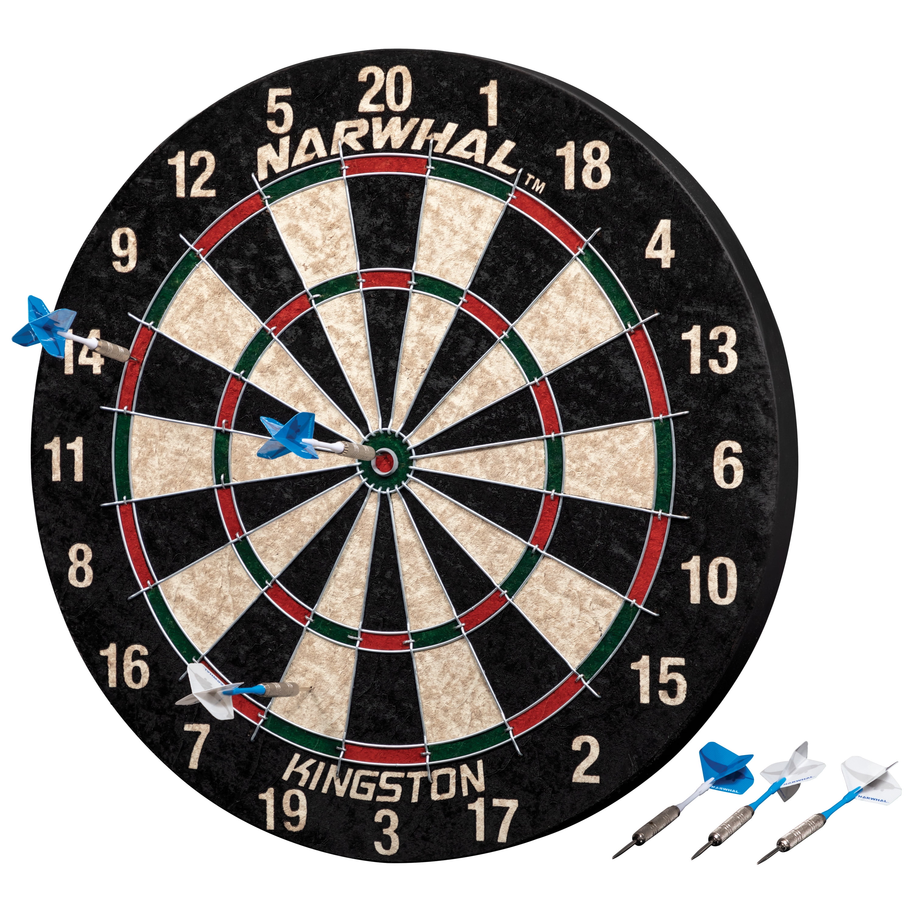 Narwhal Kingston Self Healing Bristle Dartboard with 6 Darts, 18" Wide