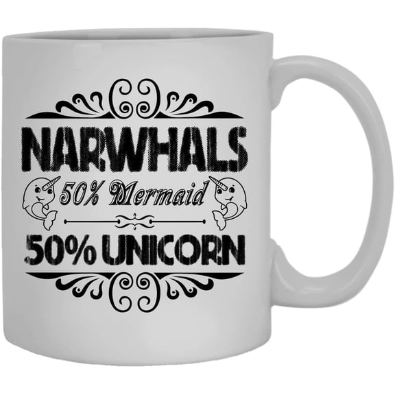 Narwhal Lover Cup, Coffee Mug, Iced Coffee Mug 11 oz
