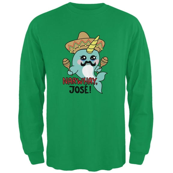 Narwhal Narwhay Jose Mens Long Sleeve T Shirt Irish Green 2XL