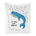 thumbnail image 1 of Narwhal Soft Flannel Fleece Blanket, Hand Drawn Whale Sketch with Horn and Star Pattern Swimming with Fishes, Cozy Plush for Indoor and Outdoor Use, 70" x 90", Azure Blue Grey Yellow, by Ambesonne, 1 of 5