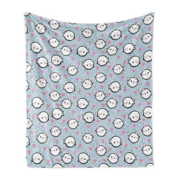 Narwhal Soft Flannel Fleece Throw Blanket, Colorful Polka Dotted and Heart Pattern Background with Cartoon Character Whales, Cozy Plush for Indoor and Outdoor Use, 50" x 70", Multicolor, by Ambesonne