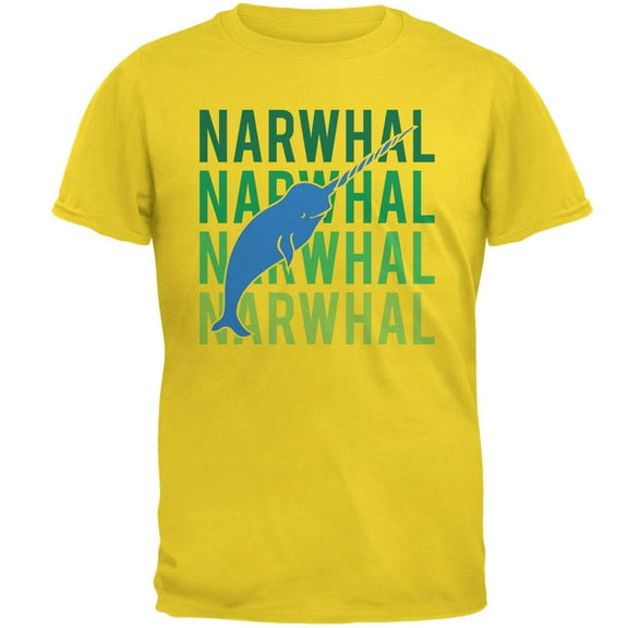 Narwhal Stacked Repeat Mens T Shirt Yellow SM