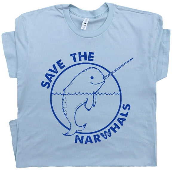 Narwhal T Shirt Save The Narwhals Shirt for Women Men Cute Funny Graphic Tee Retro Sea Creature Beach Theme