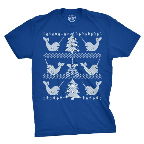 Narwhal Ugly Christmas Sweater Save The Narwhals Holiday Shirt for Guys Xmas Graphic Tees