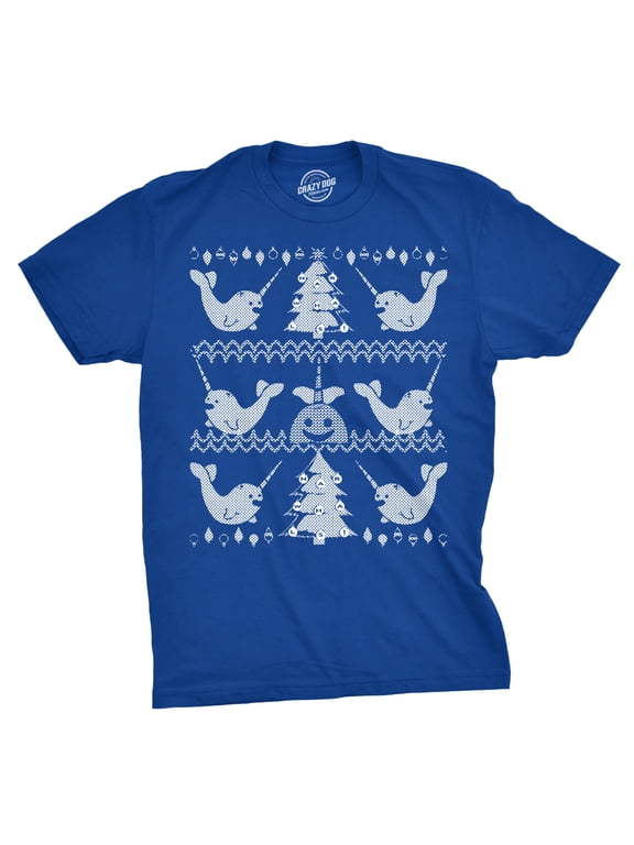 Narwhal Ugly Christmas Sweater Save The Narwhals Holiday Shirt for Guys Xmas Graphic Tees