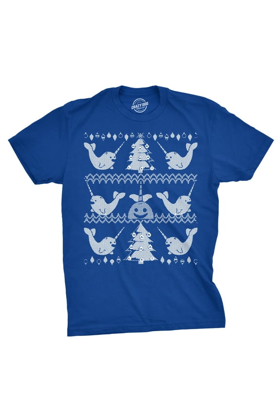 Narwhal Ugly Christmas Sweater Save The Narwhals Holiday Shirt for Guys Xmas Graphic Tees