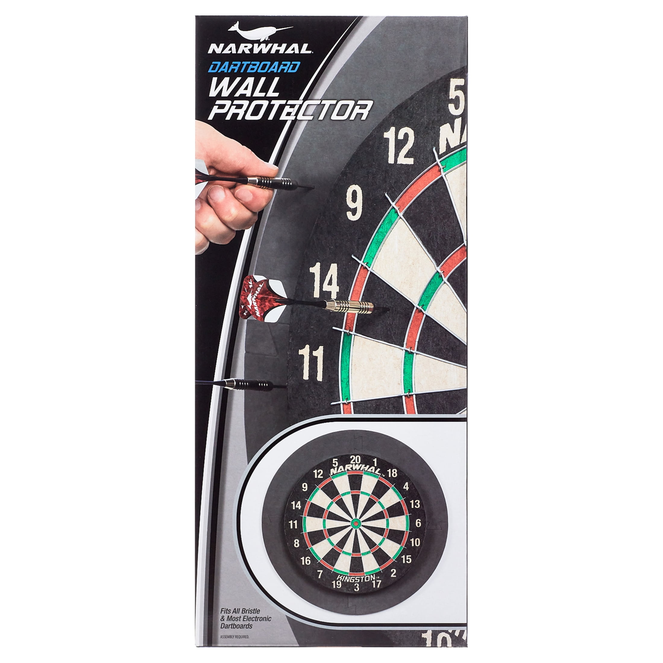 Narwhal Kingston Self Healing Bristle Dartboard with 6 Steel Tip Darts,  Official 18 Wide Dart Board 