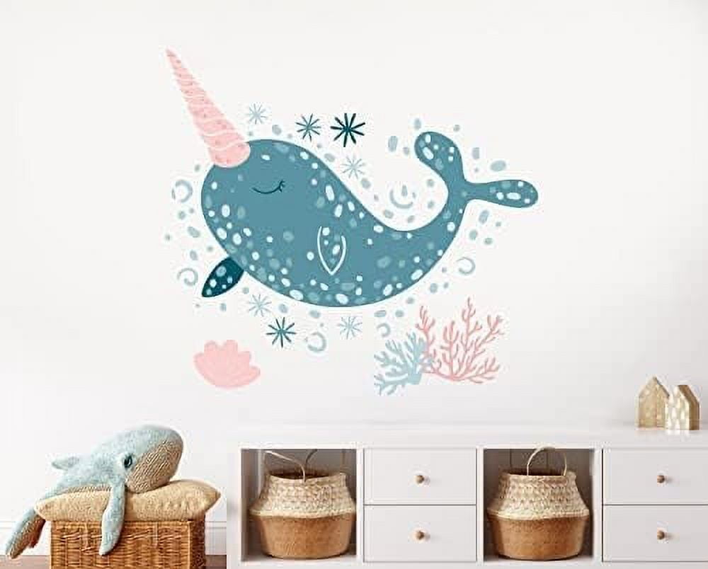 Narwhal Wall Wall Sticker Realistic Narwhale Beluga Whale Tusk Horn