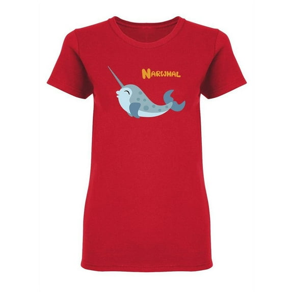 Narwhal Whale Graphic Shaped Tee Women's -Image by Shutterstock