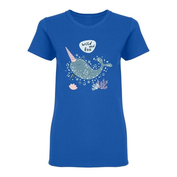 Narwhal Wild And Free Shaped T-Shirt Women -Image by Shutterstock, Female Large