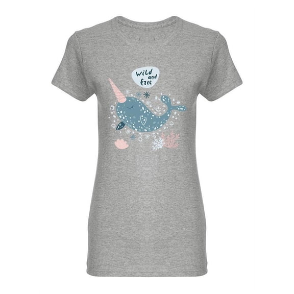 Narwhal Wild And Free Shaped T-Shirt Women -Image by Shutterstock, Female XX-Large