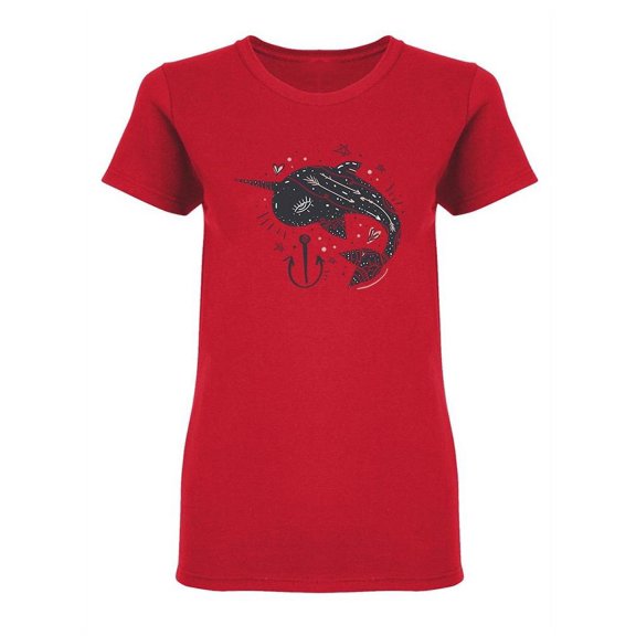 Narwhal With Anchor Shaped T-Shirt Women -Image by Shutterstock, Female x-Large