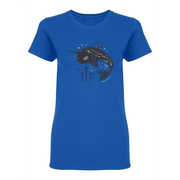 Narwhal With Anchor Shaped T-Shirt Women -Image by Shutterstock, Female x-Large