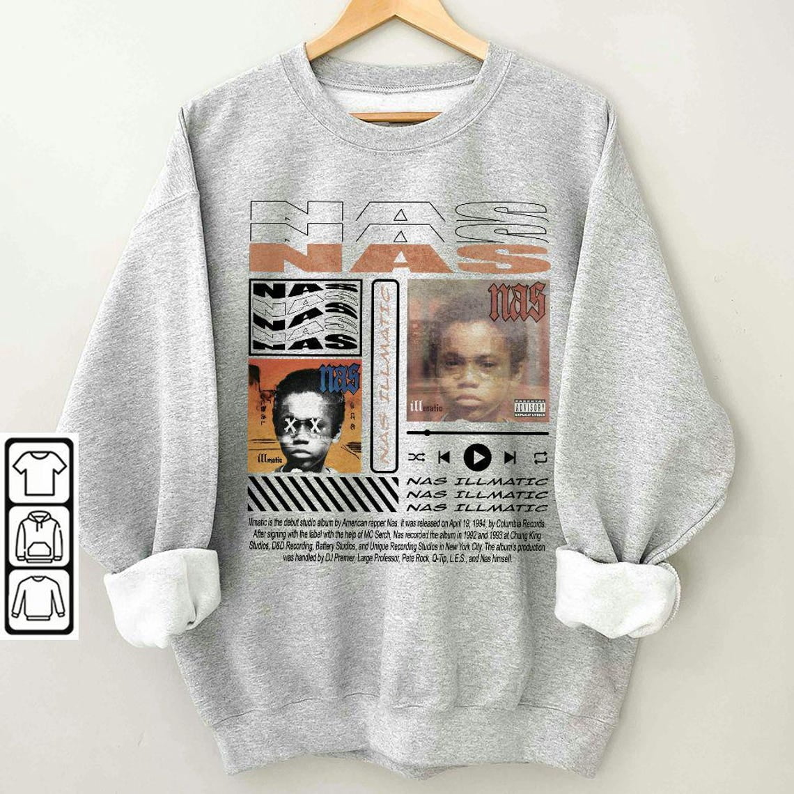 Nas Rap Sweatshirt, Illmatic Album Vintage Sweatshirt, Nas 