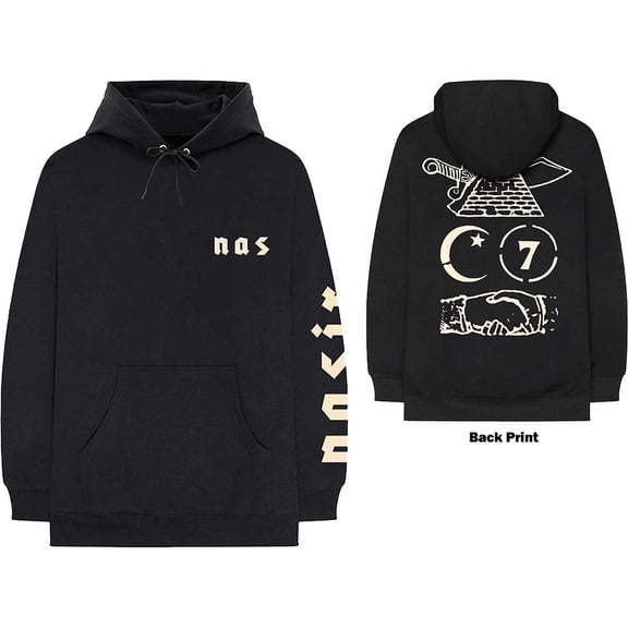 Nas Unisex Pullover Hoodie Sweatshirt Symbols (Back Print) (XX-Large)