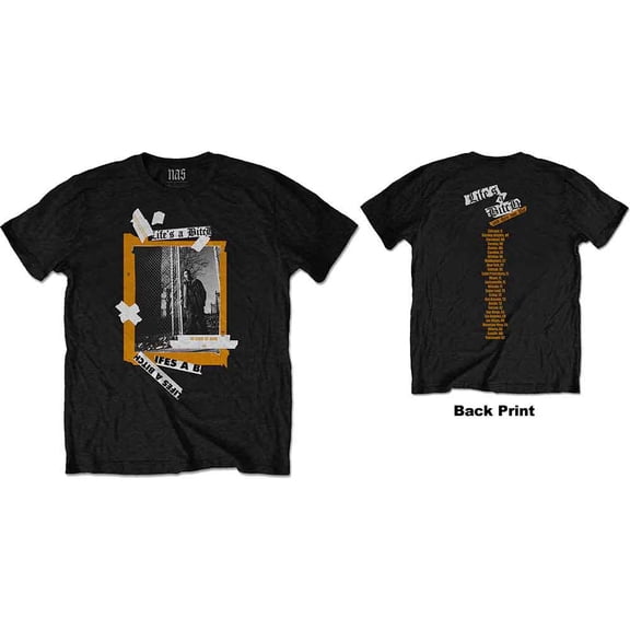 Nas Unisex T-Shirt Life's a B (Back Print) (X-Large)