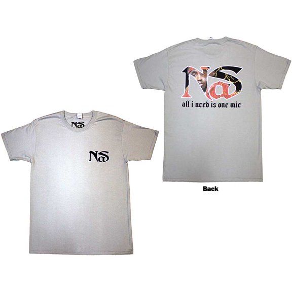 Nas Unisex T-Shirt: One Mic (Back Print) (X-Large)