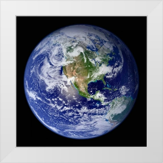 Nasa 26x26 White Modern Wood Framed Museum Art Print Titled - Earth View from Space (North America)