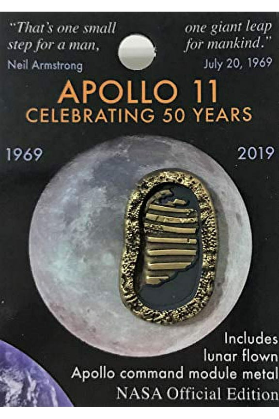 Apollo 11 Foot Prints 50th Anniversary Lapel Pin Contains Flown Command Module Metal That Went to the Moon