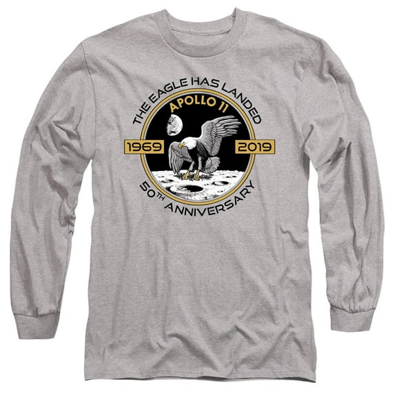 Nasa Apollo Circle 50Th Long Sleeve Adult 18/1 T-Shirt Athletic Heather