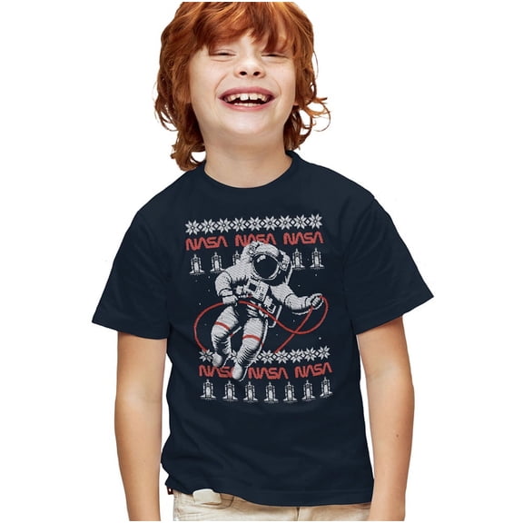 Nasa Astronaut Ugly Christmas Kids T Shirtfor Youth Toddler Boys and Girls