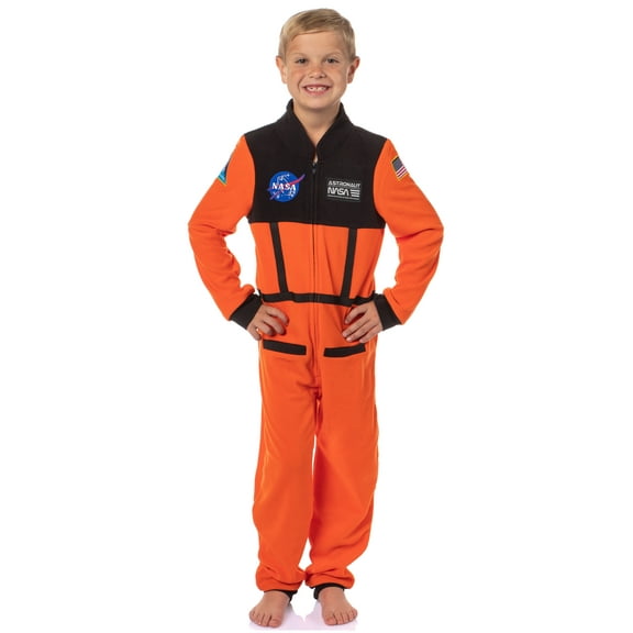 Nasa Boys' Space Shuttle Astronaut Meatball Patch One Piece Space Suit Costume Pajama Sleep Set Union Suit