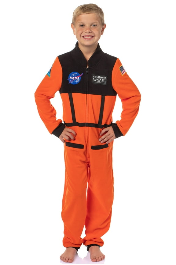 Nasa Boys' Space Shuttle Astronaut Meatball Patch One Piece Space Suit Costume Pajama Sleep Set Union Suit