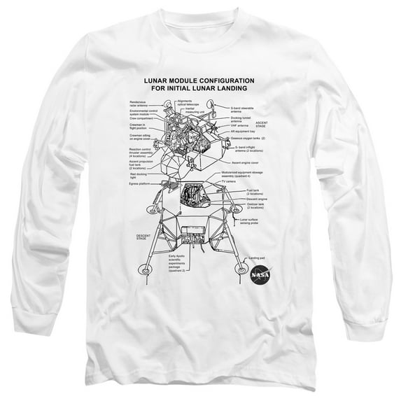 Nasa Lunar Module Diagram Long Sleeve Adult 18/1 T-Shirt White