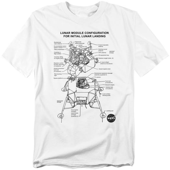Nasa T-Shirt Lunar Module Diagram Unisex Graphic Tee For Men & Women