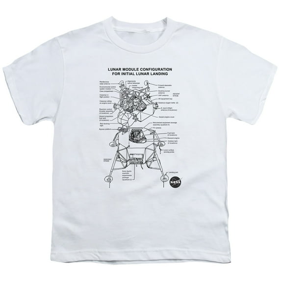 Nasa - Lunar Module Diagram - Youth Short Sleeve Shirt - X-Large