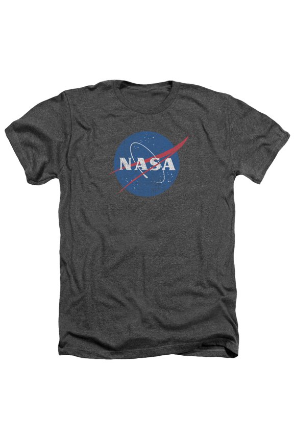 Sportswear NASA101-HA-4 Nasa Meatball Logo Distressed Adult Regular Fit Heather Short Sleeve T-Shirt, Charcoal - Extra Large