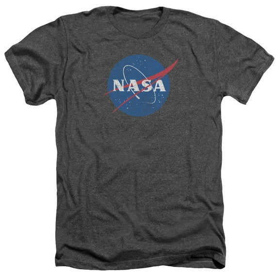 Trevco Sportswear NASA101-HA-5 Nasa Meatball Logo Distressed Adult Regular Fit Heather Short Sleeve T-Shirt, Charcoal - 2X