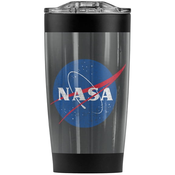 Nasa Meatball Logo Distressed Stainless Steel Tumbler 20 oz Coffee Travel Mug/Cup, Vacuum Insulated & Double Wall with Leakproof Sliding Lid | Great for Hot Drinks and Cold Beverages