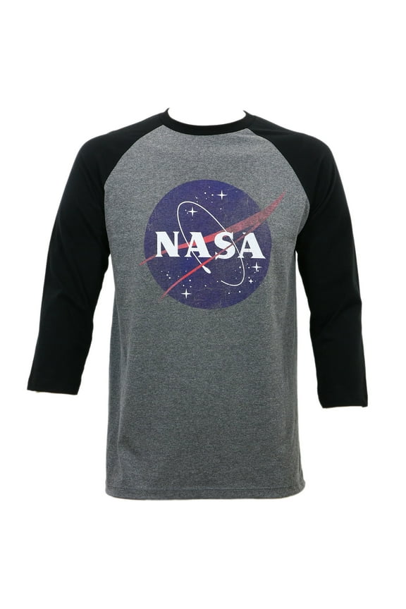 Men's Distressed Logo Raglan T-Shirt Charcoal Grey S
