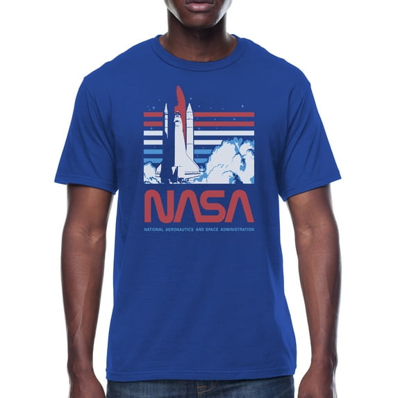 Nasa Men's & Big Men's Americana Graphic Crew Neck Patriotic T-Shirt, Red White and Blue, Sizes S-3XL