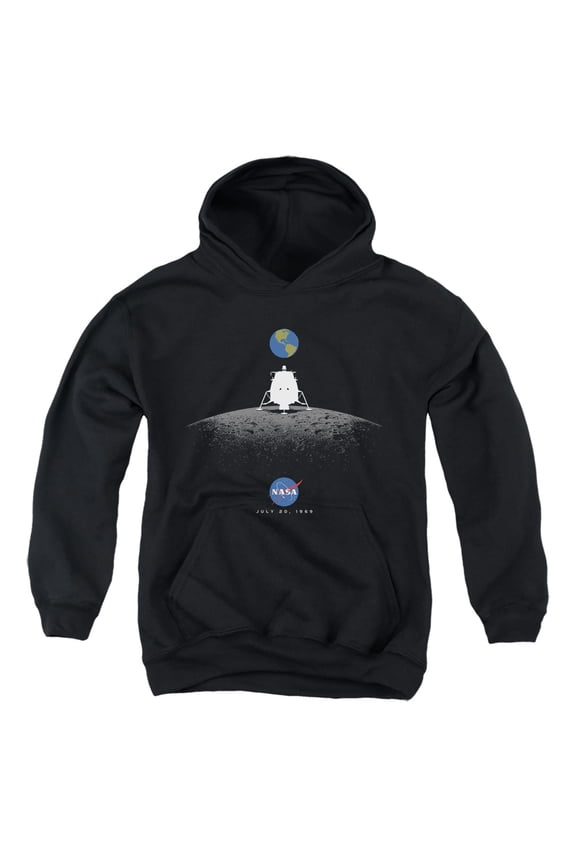 Nasa Moon Landing Simple Youth Pullover Hoodie Sweatshirt Black